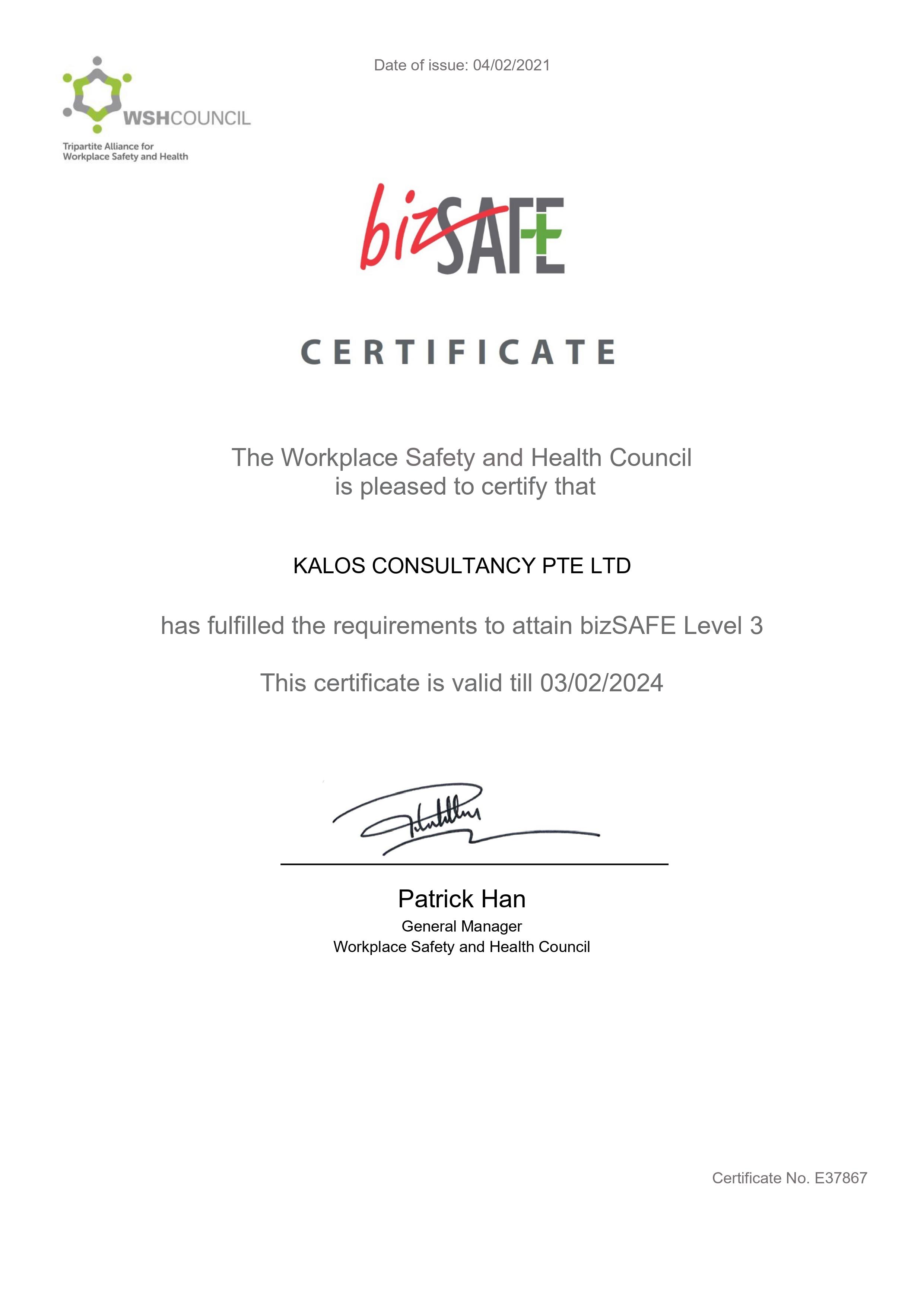 bizSAFE Certificate